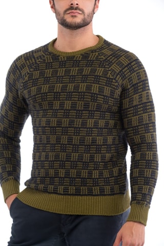 Pull slim en laine vierge et mohair - Vert olive - Zanone