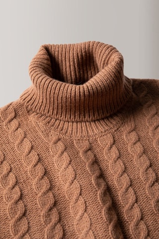 Pull slim en laine vierge et alpaga - Camel - Zanone