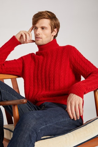 Pull slim en laine vierge et alpaga - Rouge - Zanone