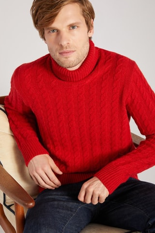Pull slim en laine vierge et alpaga - Rouge - Zanone