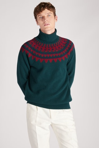 Pull slim en laine vierge - Vert foncé - Zanone