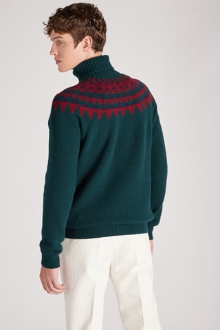 Pull slim en laine vierge - Vert foncé - Zanone