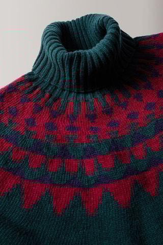 Pull slim en laine vierge - Vert foncé - Zanone