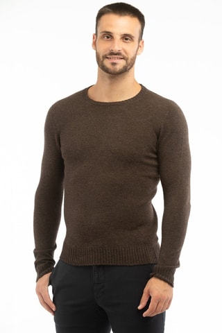 Pull slim en laine vierge - Marron - Zanone