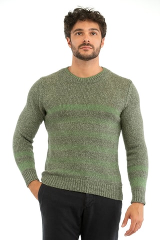 Pull slim en soie et lin - Kaki - Zanone