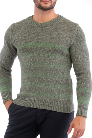 Pull slim en soie et lin - Kaki - Zanone