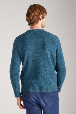 Pull regular en laine vierge - Bleu canard chiné - Zanone