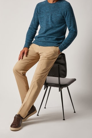 Pull regular en laine vierge - Bleu canard chiné - Zanone