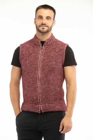 Gilet slim sans manches en laine vierge et alpaga  - Bordeaux - Zanone