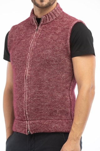 Gilet slim sans manches en laine vierge et alpaga  - Bordeaux - Zanone