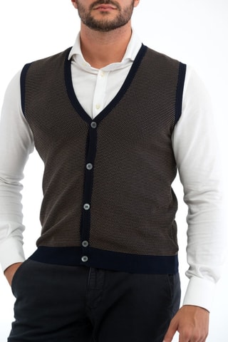 Gilet slim sans manches - Bleu marine - Zanone