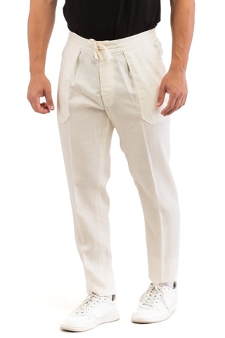 Pantalon carotte en lin - Blanc - Incotex