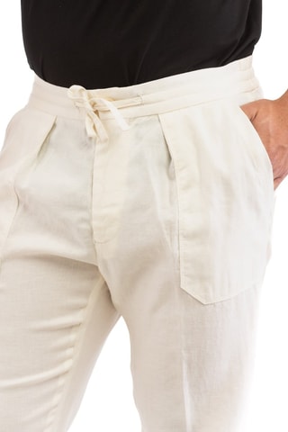 Pantalon carotte en lin - Blanc - Incotex