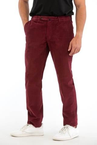Velours Broek Regular Fit - Bordeauxrood - Incotex