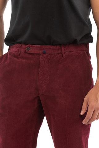 Velours Broek Regular Fit - Bordeauxrood - Incotex