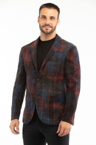 Veste de costume slim en laine vierge - Bleu - Montedoro