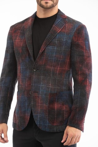 Veste de costume slim en laine vierge - Bleu - Montedoro