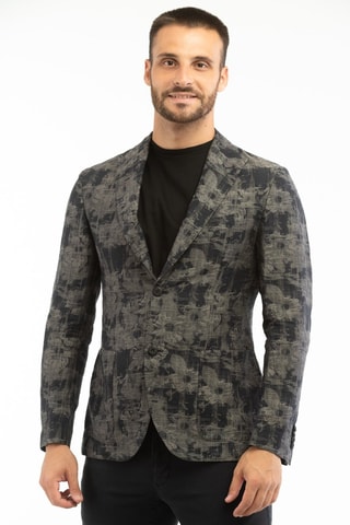 Veste de costume slim en lin - Bleu foncé - Montedoro