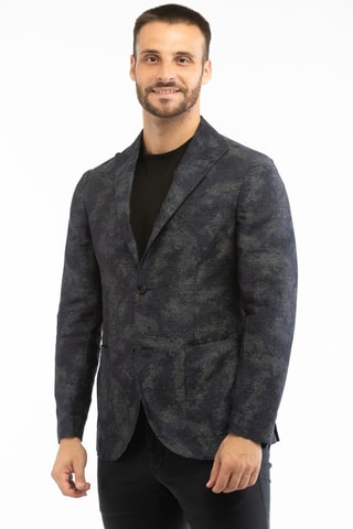 Veste de costume slim en lin - Bleu foncé - Montedoro