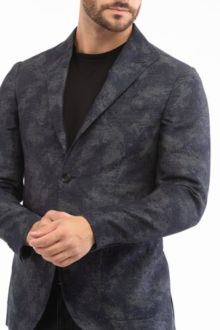 Veste de costume slim en lin - Bleu foncé - Montedoro