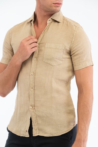 Chemise slim en lin - Beige - Glanshirt