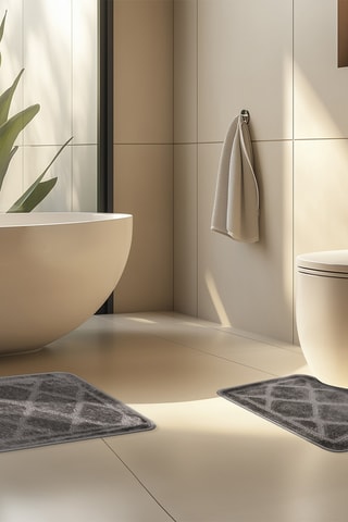 2 tapis de bain Badematte Soft Lagoon - Gris foncé 