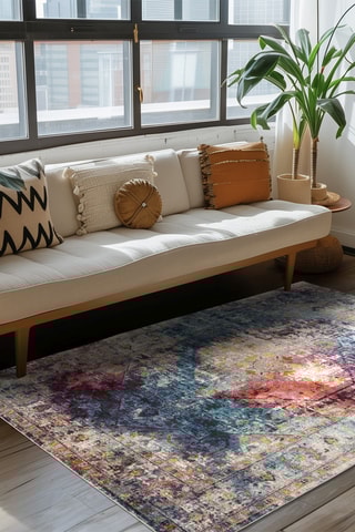 Tapis Enjoyment - Bleu cobalt et bordeaux 