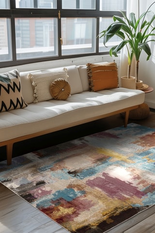 Tapis Blazing Star - Bleu cobalt et bordeaux 