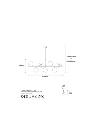 hanglamp Fazli - Goudkleurig - 7 x 40 W