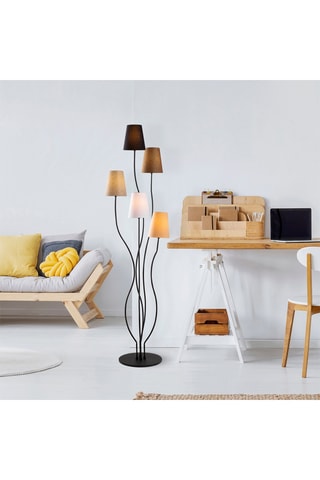 Staanlamp Bonibon - Zwart en Bruin - 5 x 40 W - 160 cm