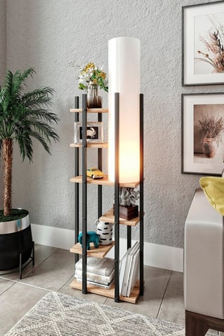 Staanlamp met Niveaus Vogue SRC - Naturel, wit en zwart