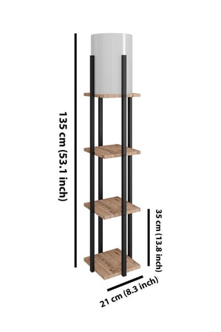 Staanlamp Nora SRC - Zwart en Houtimitatie