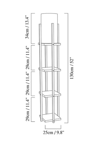 Staanlamp Shelf Lamp - 8115 - Zwart en Goudkleurig