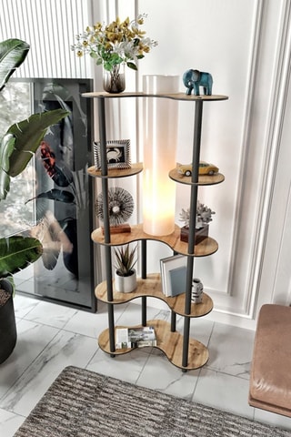 Staanlamp - Ivoorkleurig en Houtkleurig 