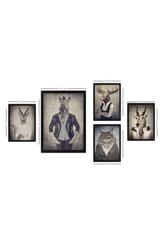 5 Wanddecoraties Théo2 -  24 x 29 cm / 34 x 44 cm