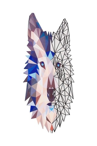 Wanddecoratie Metal Wolf Art  35 x 48 cm - Zwart en Blauw