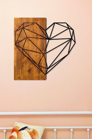 Wanddecoratie Heart  Houtimitatie en Zwart