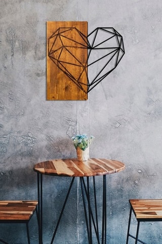 Wanddecoratie Heart  Houtimitatie en Zwart