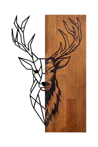 Houten Wanddecoratie Red Deer 1  - 36 x 58 cm - Naturel en Zwart
