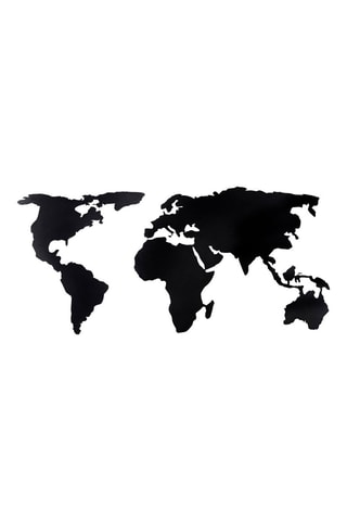 Wanddecoratie World Map Silhouette XL - 85 x 170 cm - Zwart
