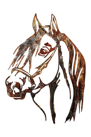 Wanddecoratie Horse - Steenrood en geel