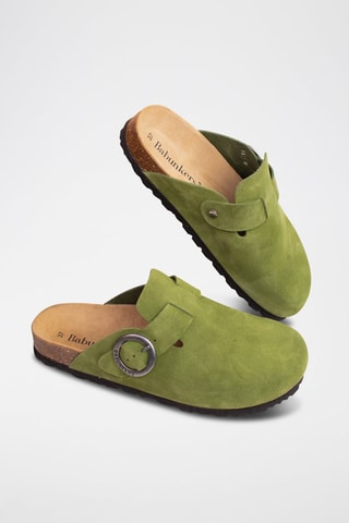 Sabot in pelle scamosciata Rosso - Verde oliva