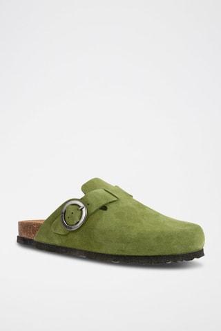 Sabot in pelle scamosciata Rosso - Verde oliva