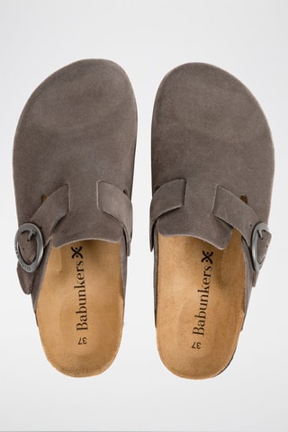 Sabot in pelle scamosciata Rosso - Grigio