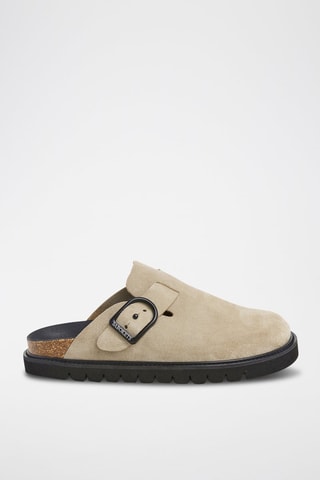 Ciabatte in pelle scamosciata - Kaki