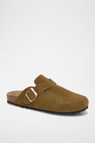 Ciabatte in pelle scamosciata - Kaki