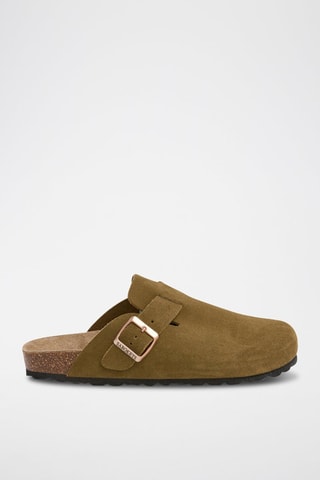 Ciabatte in pelle scamosciata - Kaki