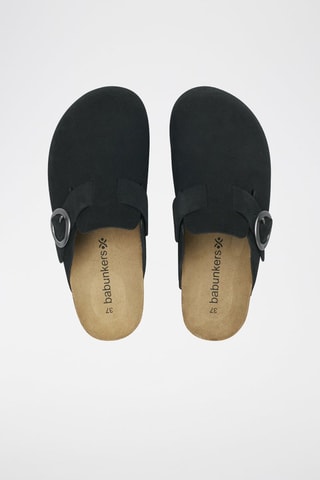 Ciabatte in pelle scamosciata - 
Nero