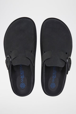 Ciabatte in pelle scamosciata - Nero