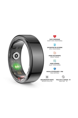 Bague connectée Mogie - Modèle Titan - Noir - Taille 10